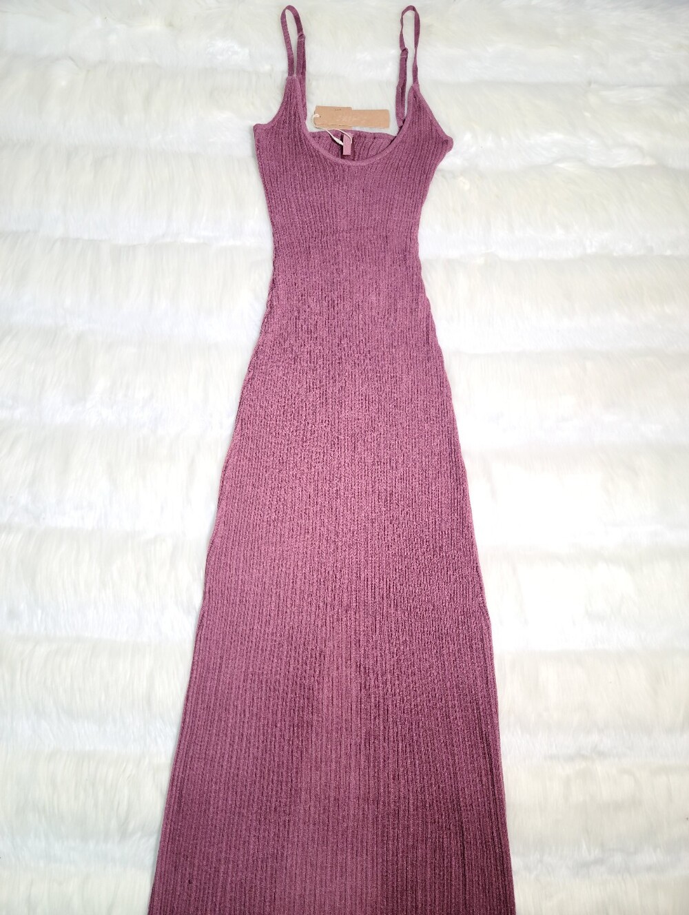 SKIMS Sheer Knit Midi Dress Purple Beet Women Small NEW